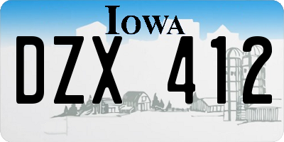 IA license plate DZX412