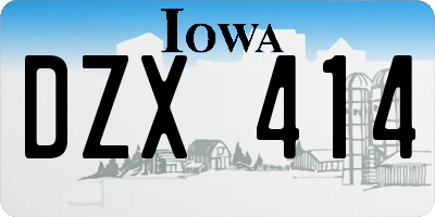 IA license plate DZX414