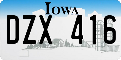 IA license plate DZX416