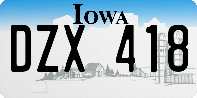 IA license plate DZX418