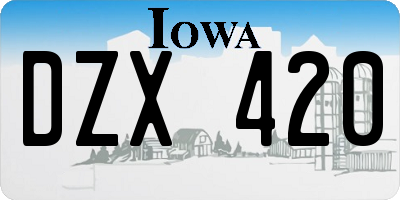IA license plate DZX420