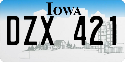 IA license plate DZX421