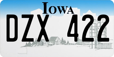 IA license plate DZX422