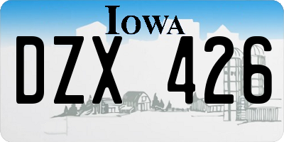 IA license plate DZX426