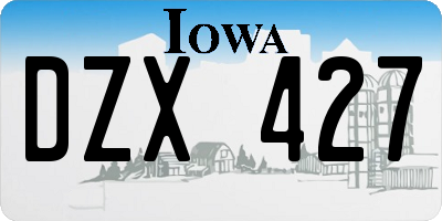 IA license plate DZX427