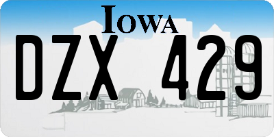 IA license plate DZX429