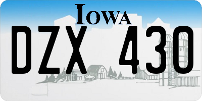 IA license plate DZX430