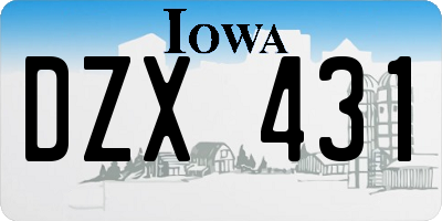 IA license plate DZX431