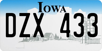 IA license plate DZX433