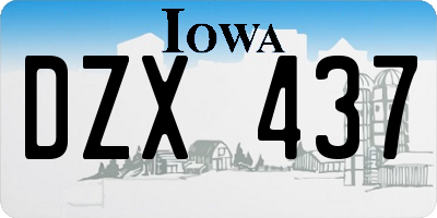 IA license plate DZX437