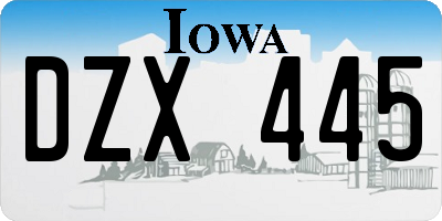 IA license plate DZX445