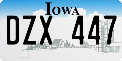 IA license plate DZX447