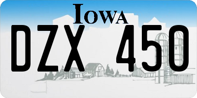 IA license plate DZX450