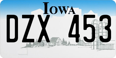 IA license plate DZX453