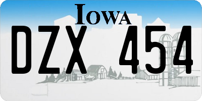 IA license plate DZX454