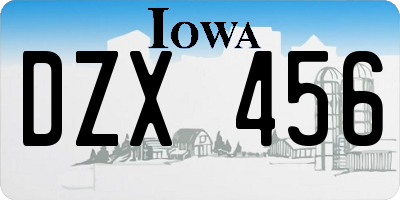 IA license plate DZX456