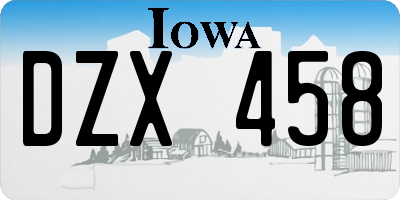 IA license plate DZX458