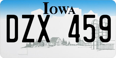 IA license plate DZX459