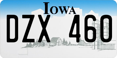 IA license plate DZX460