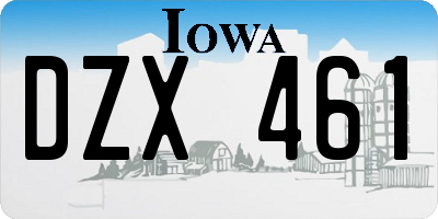 IA license plate DZX461