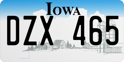 IA license plate DZX465