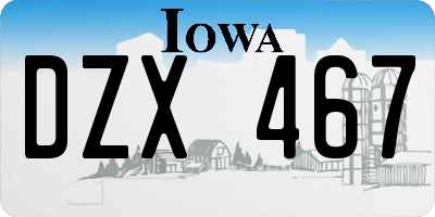 IA license plate DZX467