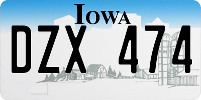 IA license plate DZX474