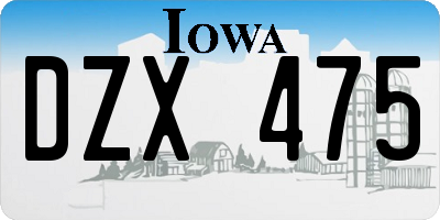 IA license plate DZX475