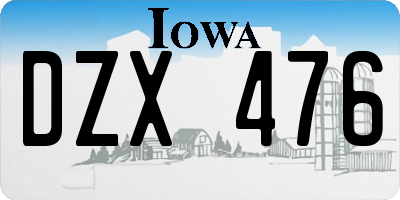 IA license plate DZX476
