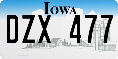 IA license plate DZX477