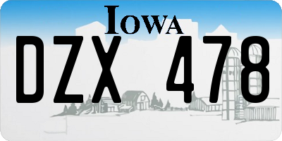 IA license plate DZX478