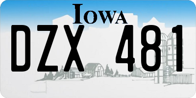 IA license plate DZX481