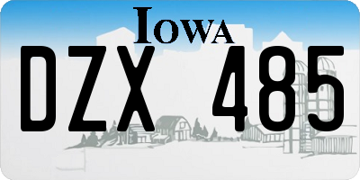 IA license plate DZX485