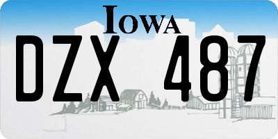 IA license plate DZX487