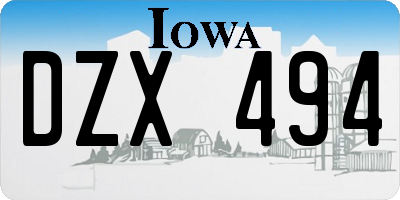 IA license plate DZX494