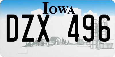 IA license plate DZX496
