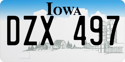 IA license plate DZX497