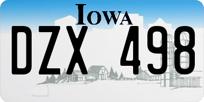 IA license plate DZX498
