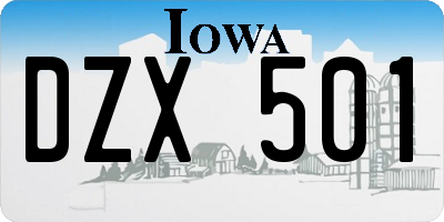 IA license plate DZX501