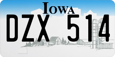 IA license plate DZX514