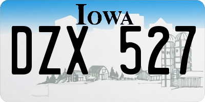 IA license plate DZX527