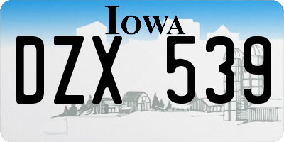 IA license plate DZX539