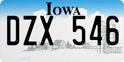 IA license plate DZX546