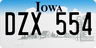 IA license plate DZX554