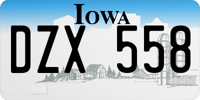 IA license plate DZX558