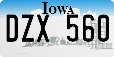 IA license plate DZX560