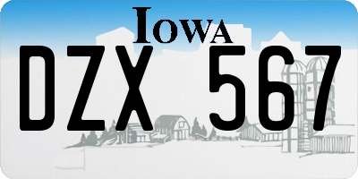 IA license plate DZX567