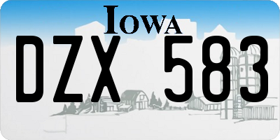 IA license plate DZX583
