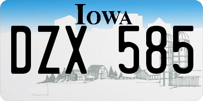 IA license plate DZX585