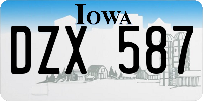 IA license plate DZX587